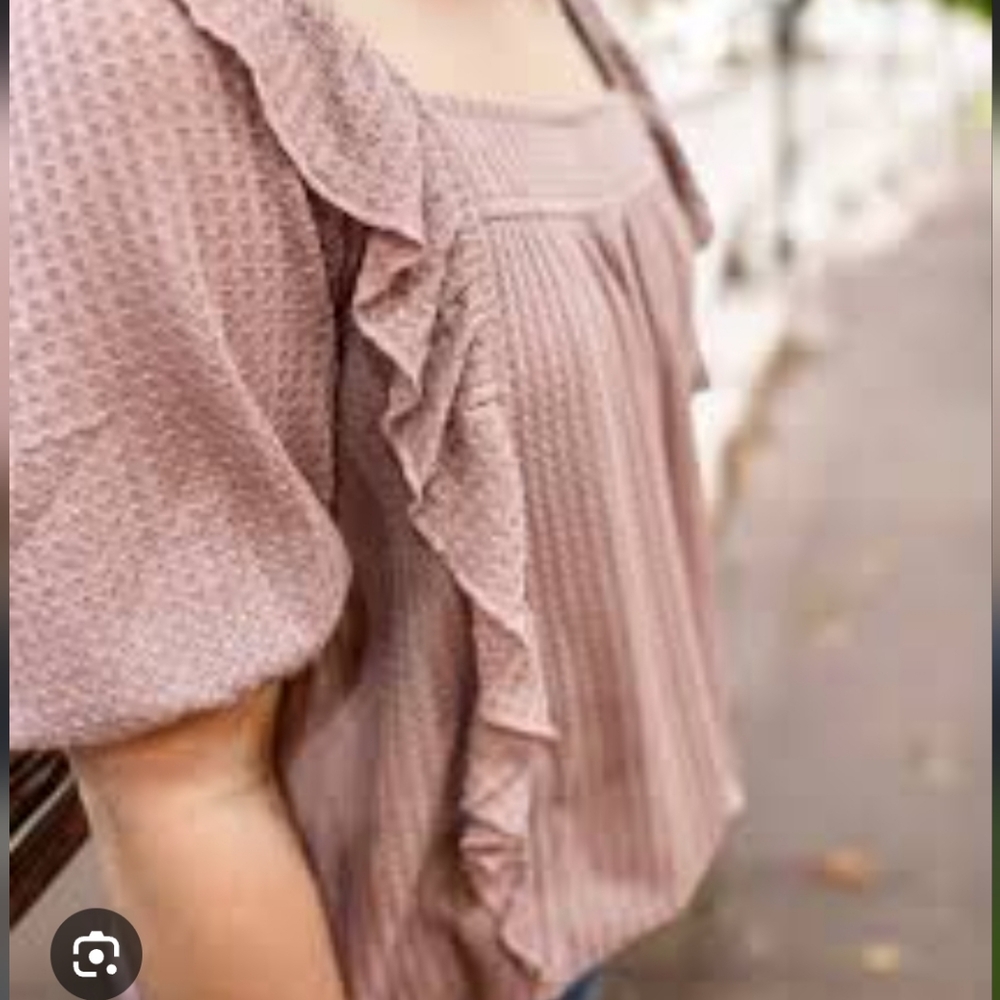 In loom Pink Ruffle Top - Picture 2 of 14